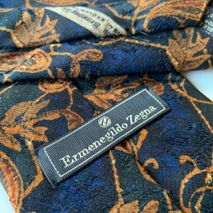 ERMENEGILDO ZEGNA Blue Pattern Mens Tie
